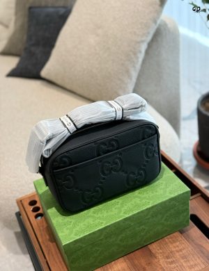 Gucci Leather Embossed Camera Bag P255 Jumbo Gg Medium Postman Bag