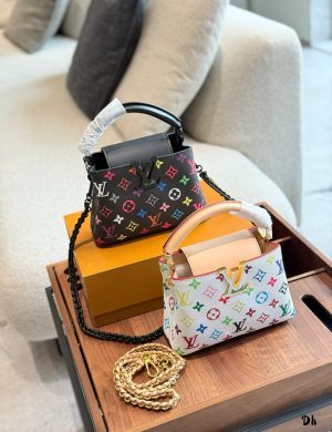 LV Black Tri Color White Tri Color Hand-held Shoulder Bag 20cm