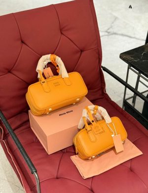 Miumiu Bowling Bag, Cognac Color, Perfect for Autumn and Winter Fun
