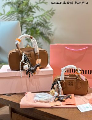 Miumiu Bowling Bag, Cognac Color, Perfect for Autumn and Winter Fun