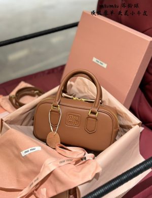 Miumiu Bowling Bag, Cognac Color, Perfect for Autumn and Winter Fun