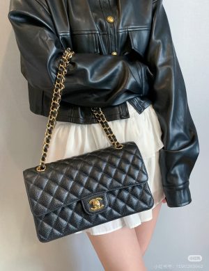 Chanel Classic Flap Bag (Black & Gold)