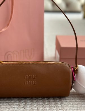 Miumiu's Small Cylinder Pencil Case Bag Made of Old Nappa