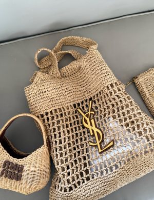 YSL Lafite Grass Woven Shopping Bag