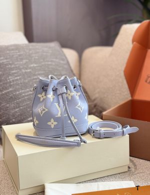 LV Taro Mud Colored Small Bucket Drawstring Small Lucky Bag 14 × 18
