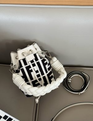 Fendi Bucket Bag Wide Woven Wrist Strap Configuration