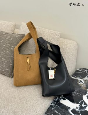 YSL Hobo Shopping Bag Suede P320 Black