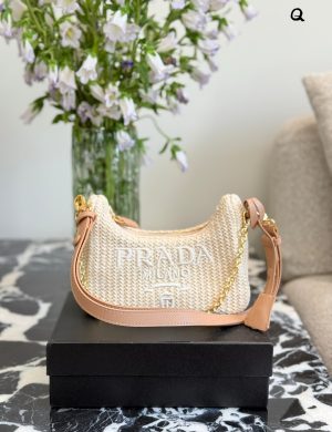 Prada Hobo Straw Underarm Bag 21cm