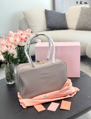 Miumiu Milk Grey Briefcase Bowling Armpit Bag 38cm