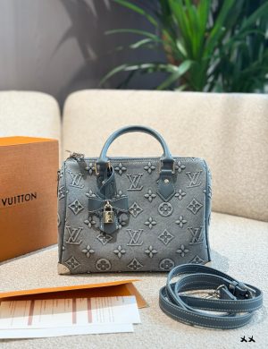 LV Denim Pillow 25cm Embossed Three-dimensional Logo
