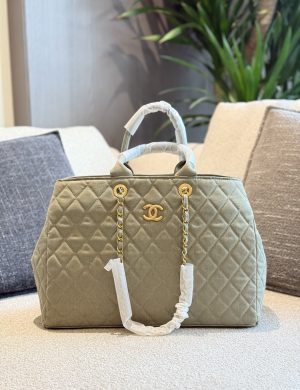 Chanel Denim Matcha Green Shopping Bag 40cm