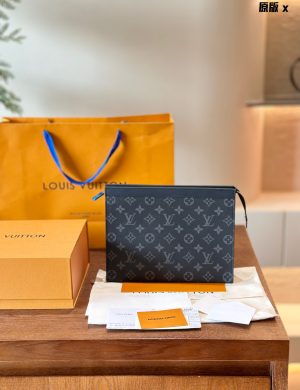 LV Men's Handbag P230 M61692 Black Flower
