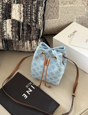 Celine Denim Bucket Bag Shallow Denim