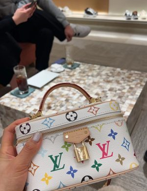 LV White Tri Color Makeup Bag