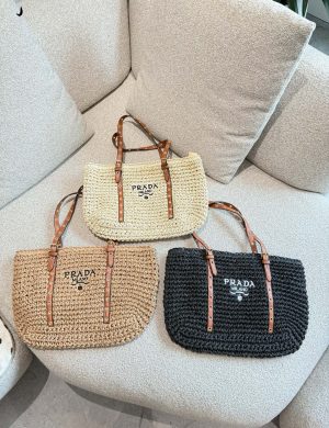 Prada Woven Shopping Bag 35cm