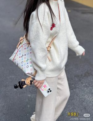 LV White Tri Color Carryall