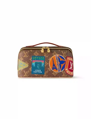 TOILETRY BAG 2 COMPARTMENTS BROWN MONOGRAM CANVAS – LW296