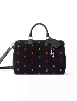 SPEEDY 40 BANDOULIERE GRADIENT ORANGE LV BLASON DENIM – LW300