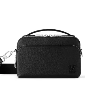 AVENUE MESSENGER BAG BLACK TAIGA COWHIDE LEATHER M11657 – LW429