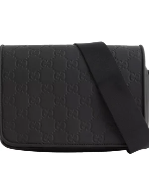 GUCCI MONOGRAM-DEBOSSED LEATHER CROSS-BODY BAG BLACK – BG131