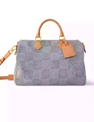 SPEEDY 40 BANDOULIÈRE BLEU DAMIER DENIM 3D N40701- LW377