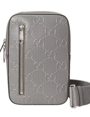 ZAINO A SPALLA GUCCI GOFFRATO GG PELLE GRIGIA – BG019
